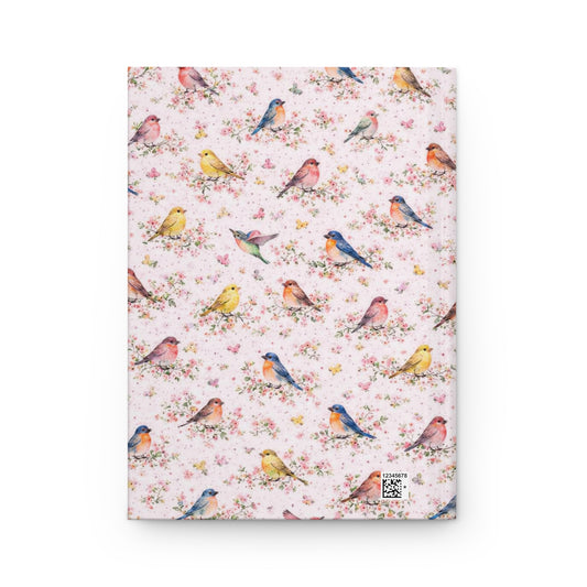 Bird Pattern Hardcover Journal — Floral Watercolor Birds Notebook for Sketching, Notes & Gifts
