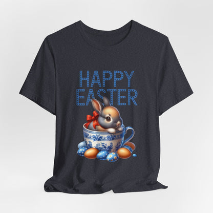 Happy Easter Bunny Tee — Cute Vintage Bunny in Teacup Easter T-Shirt