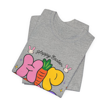 Happy Easter Hip Hop Tee — Colorful Bunny, Carrot & Egg Graphic T-Shirt