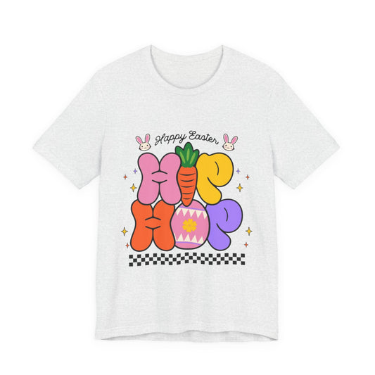 Happy Easter Hip Hop Tee — Colorful Bunny, Carrot & Egg Graphic T-Shirt