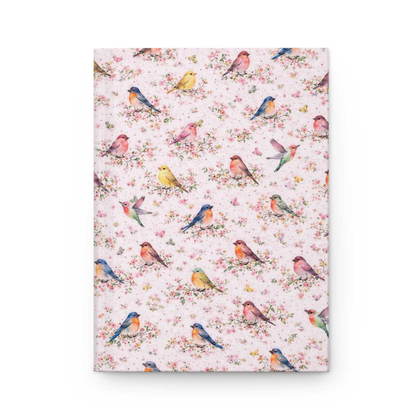 Bird Pattern Hardcover Journal — Floral Watercolor Birds Notebook for Sketching, Notes & Gifts