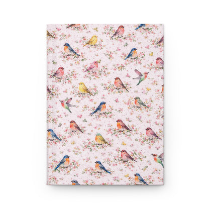 Bird Pattern Hardcover Journal — Floral Watercolor Birds Notebook for Sketching, Notes & Gifts