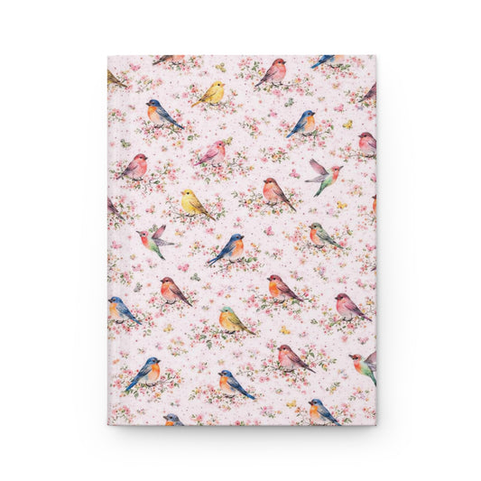 Bird Pattern Hardcover Journal — Floral Watercolor Birds Notebook for Sketching, Notes & Gifts