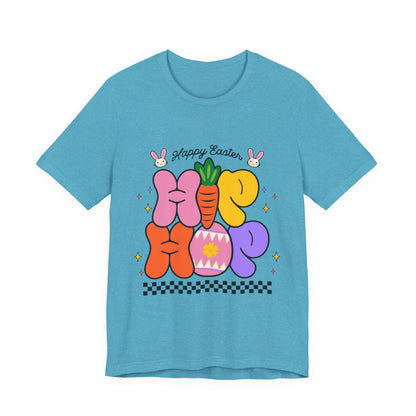 Happy Easter Hip Hop Tee — Colorful Bunny, Carrot & Egg Graphic T-Shirt