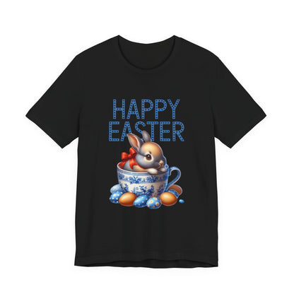 Happy Easter Bunny Tee — Cute Vintage Bunny in Teacup Easter T-Shirt