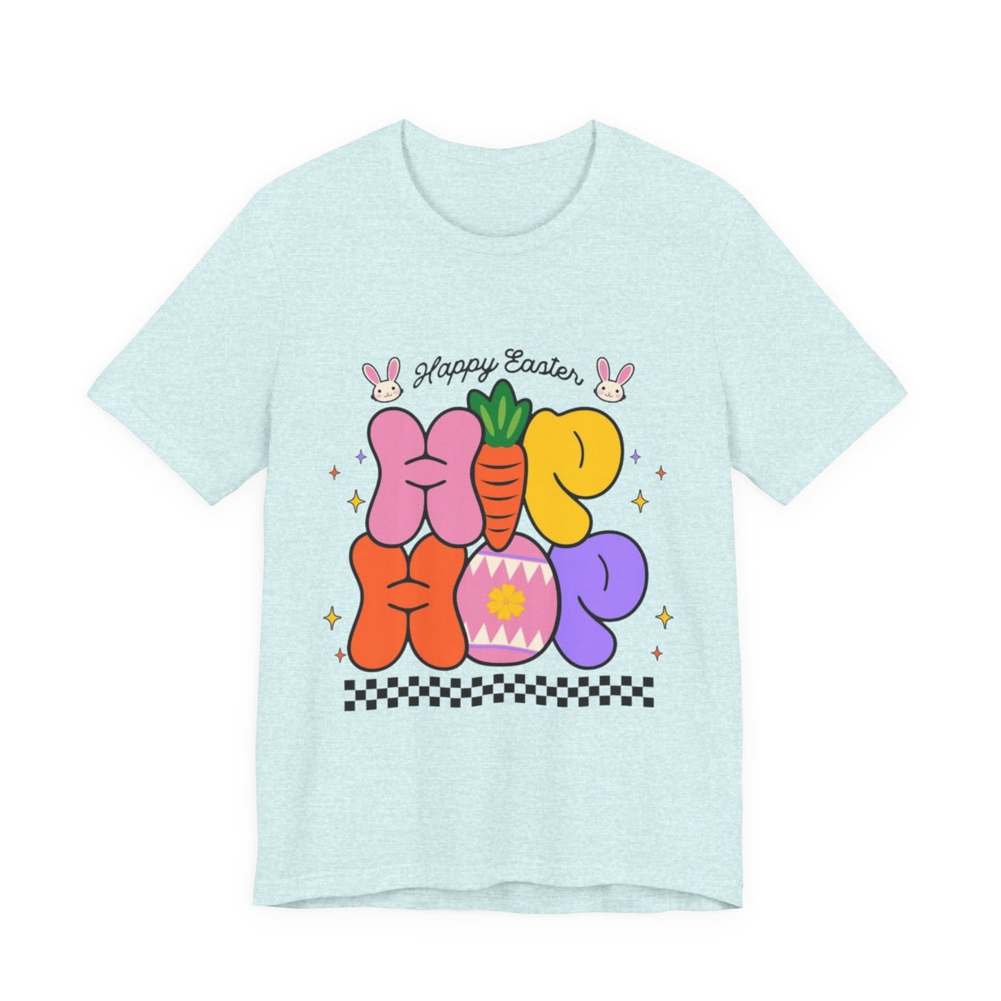 Happy Easter Hip Hop Tee — Colorful Bunny, Carrot & Egg Graphic T-Shirt