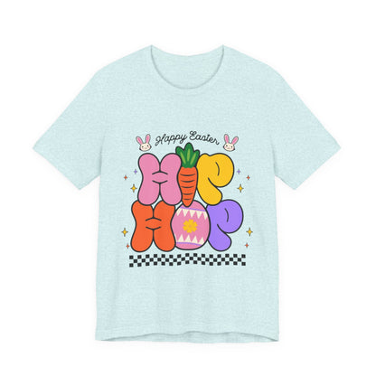 Happy Easter Hip Hop Tee — Colorful Bunny, Carrot & Egg Graphic T-Shirt