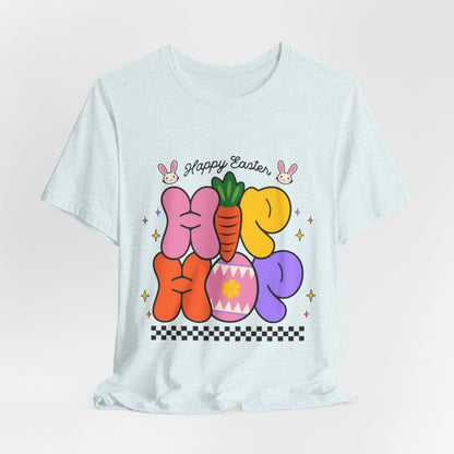 Happy Easter Hip Hop Tee — Colorful Bunny, Carrot & Egg Graphic T-Shirt