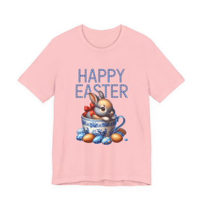 Happy Easter Bunny Tee — Cute Vintage Bunny in Teacup Easter T-Shirt