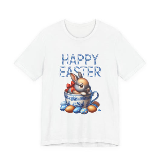 Happy Easter Bunny Tee — Cute Vintage Bunny in Teacup Easter T-Shirt
