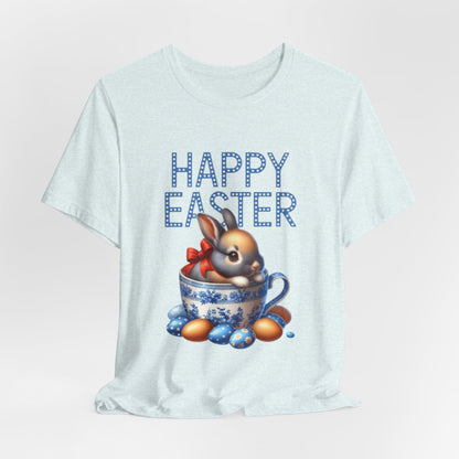 Happy Easter Bunny Tee — Cute Vintage Bunny in Teacup Easter T-Shirt