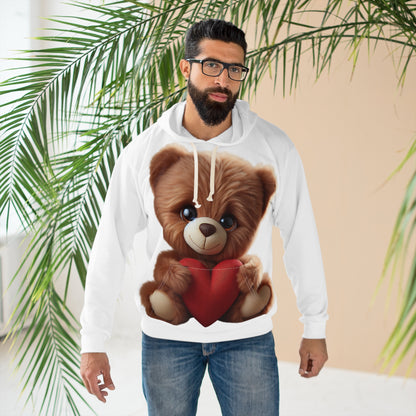 Cute Teddy Bear Heart Unisex Pullover Hoodie - Perfect Gift for Kids and Lovers