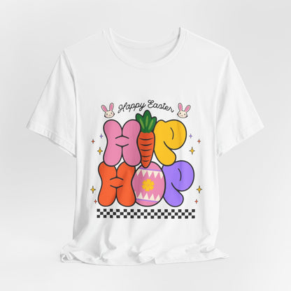 Happy Easter Hip Hop Tee — Colorful Bunny, Carrot & Egg Graphic T-Shirt