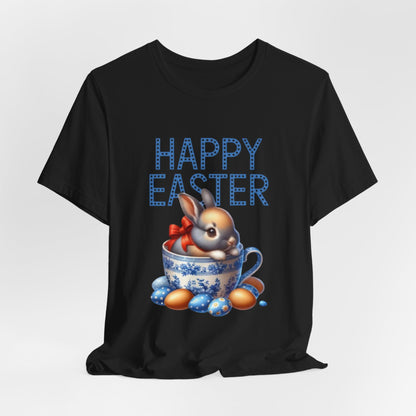 Happy Easter Bunny Tee — Cute Vintage Bunny in Teacup Easter T-Shirt