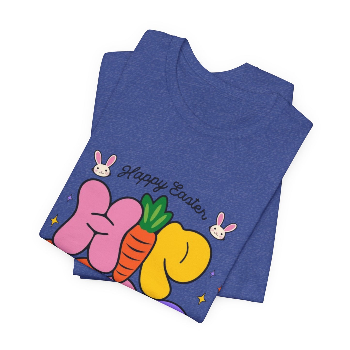 Happy Easter Hip Hop Tee — Colorful Bunny, Carrot & Egg Graphic T-Shirt