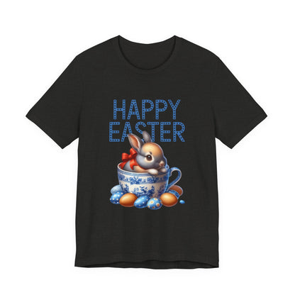 Happy Easter Bunny Tee — Cute Vintage Bunny in Teacup Easter T-Shirt