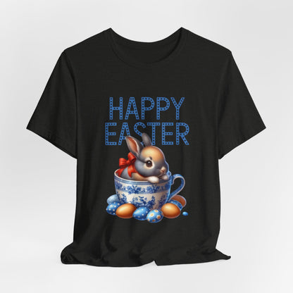 Happy Easter Bunny Tee — Cute Vintage Bunny in Teacup Easter T-Shirt