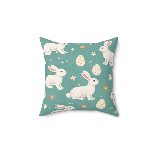 Easter Bunny Pattern Faux Suede Pillow