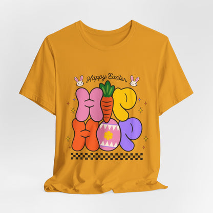 Happy Easter Hip Hop Tee — Colorful Bunny, Carrot & Egg Graphic T-Shirt