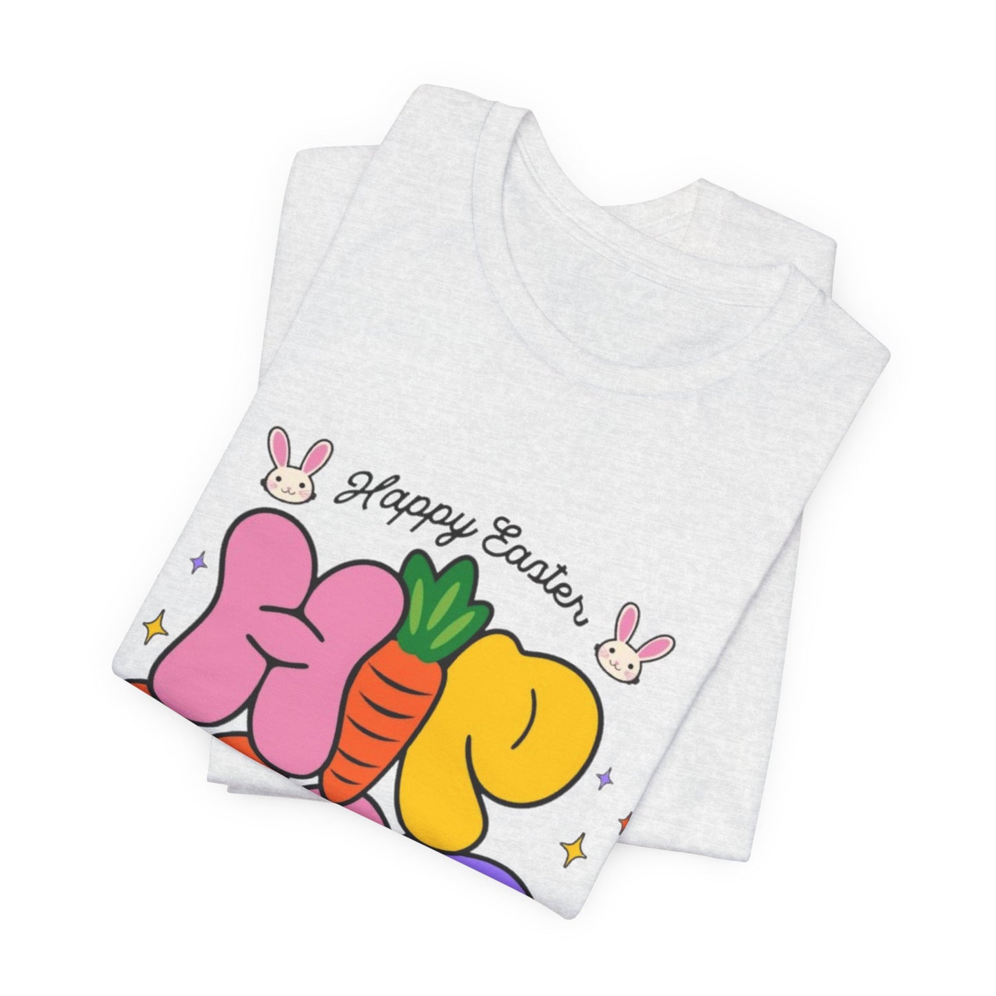 Happy Easter Hip Hop Tee — Colorful Bunny, Carrot & Egg Graphic T-Shirt