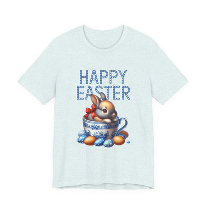 Happy Easter Bunny Tee — Cute Vintage Bunny in Teacup Easter T-Shirt