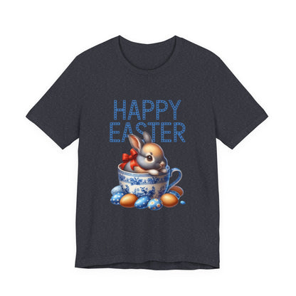 Happy Easter Bunny Tee — Cute Vintage Bunny in Teacup Easter T-Shirt