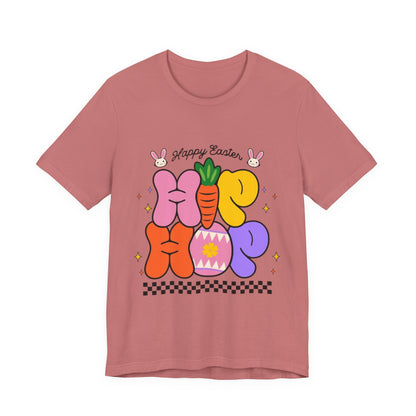 Happy Easter Hip Hop Tee — Colorful Bunny, Carrot & Egg Graphic T-Shirt