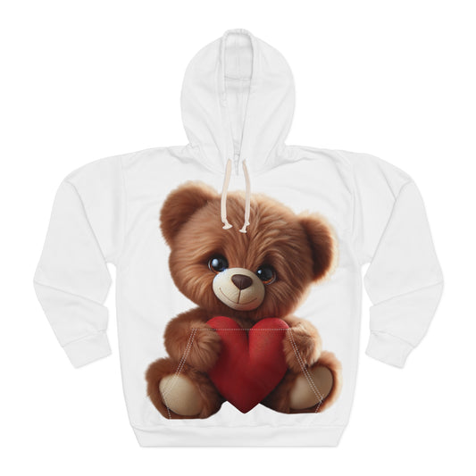 Cute Teddy Bear Heart Unisex Pullover Hoodie - Perfect Gift for Kids and Lovers