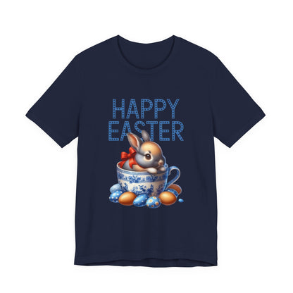 Happy Easter Bunny Tee — Cute Vintage Bunny in Teacup Easter T-Shirt