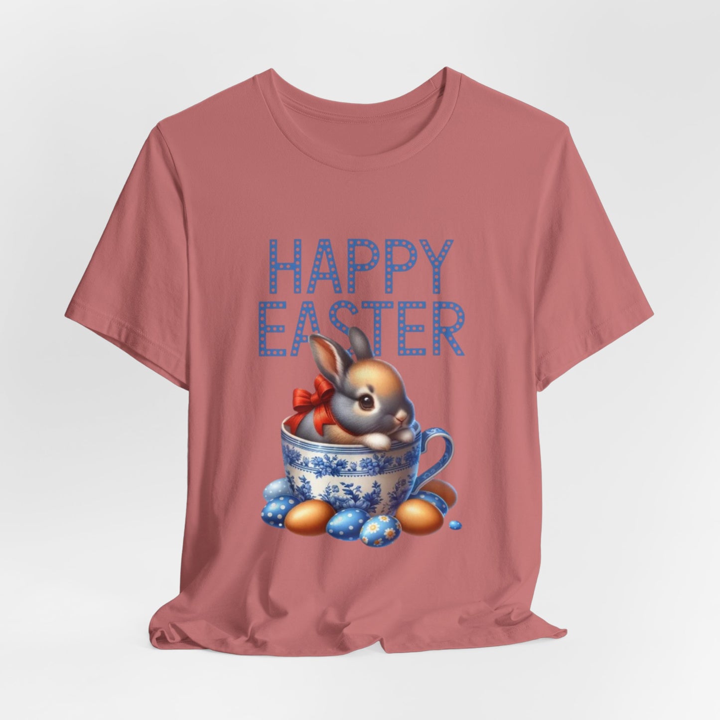 Happy Easter Bunny Tee — Cute Vintage Bunny in Teacup Easter T-Shirt