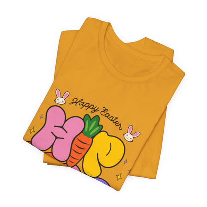 Happy Easter Hip Hop Tee — Colorful Bunny, Carrot & Egg Graphic T-Shirt