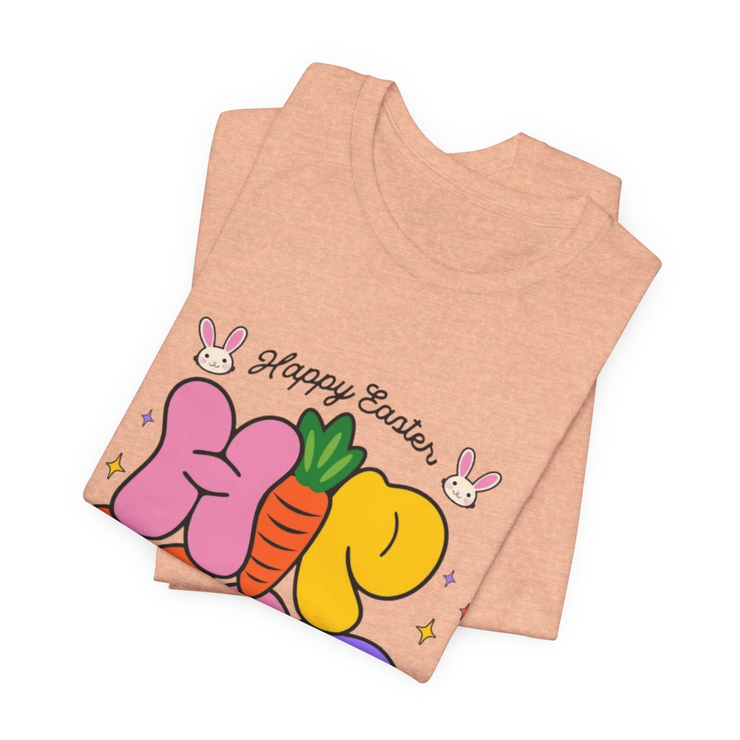 Happy Easter Hip Hop Tee — Colorful Bunny, Carrot & Egg Graphic T-Shirt