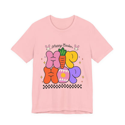 Happy Easter Hip Hop Tee — Colorful Bunny, Carrot & Egg Graphic T-Shirt