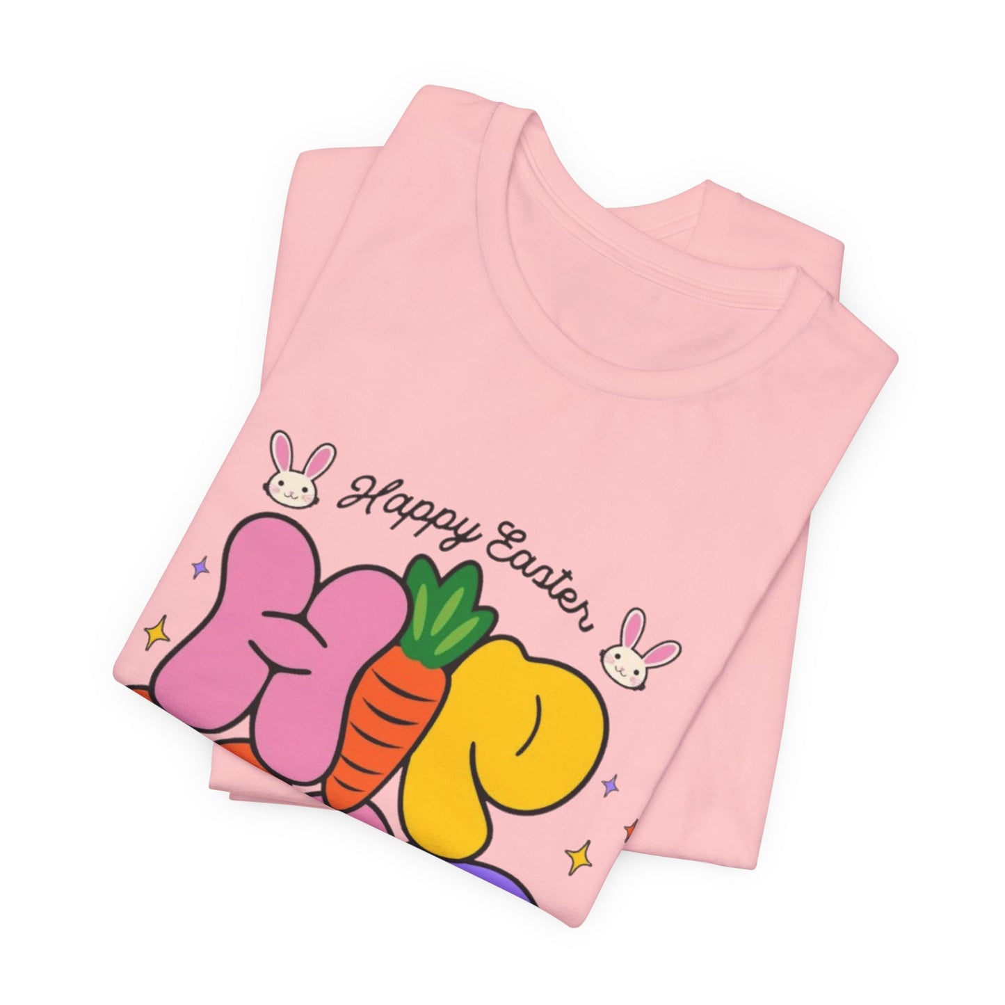 Happy Easter Hip Hop Tee — Colorful Bunny, Carrot & Egg Graphic T-Shirt