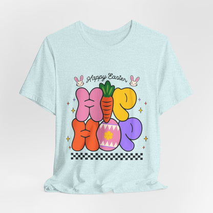 Happy Easter Hip Hop Tee — Colorful Bunny, Carrot & Egg Graphic T-Shirt
