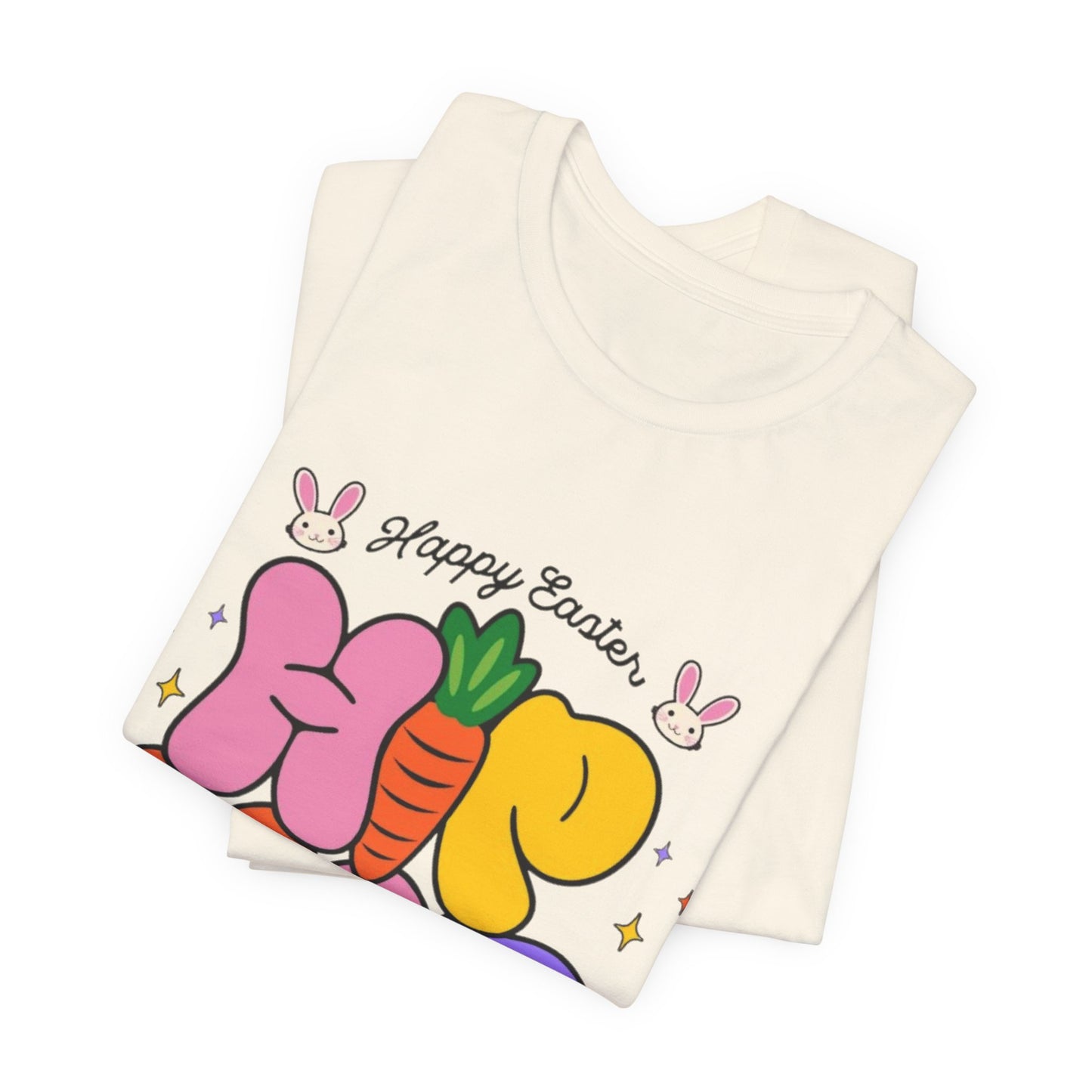 Happy Easter Hip Hop Tee — Colorful Bunny, Carrot & Egg Graphic T-Shirt