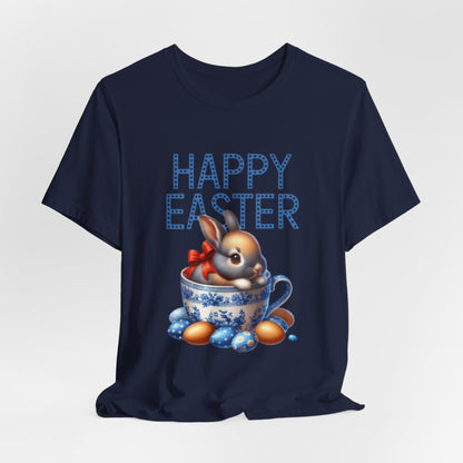 Happy Easter Bunny Tee — Cute Vintage Bunny in Teacup Easter T-Shirt