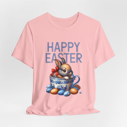 Happy Easter Bunny Tee — Cute Vintage Bunny in Teacup Easter T-Shirt
