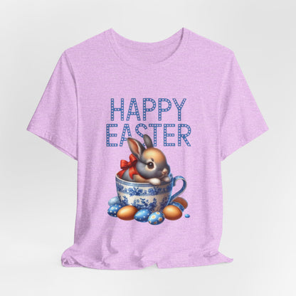 Happy Easter Bunny Tee — Cute Vintage Bunny in Teacup Easter T-Shirt