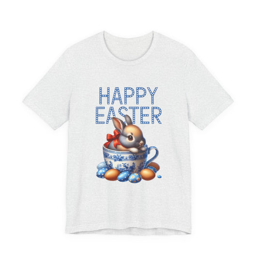 Happy Easter Bunny Tee — Cute Vintage Bunny in Teacup Easter T-Shirt