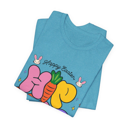 Happy Easter Hip Hop Tee — Colorful Bunny, Carrot & Egg Graphic T-Shirt