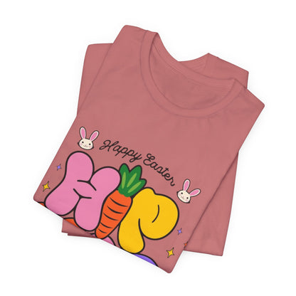 Happy Easter Hip Hop Tee — Colorful Bunny, Carrot & Egg Graphic T-Shirt
