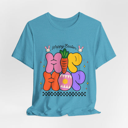 Happy Easter Hip Hop Tee — Colorful Bunny, Carrot & Egg Graphic T-Shirt