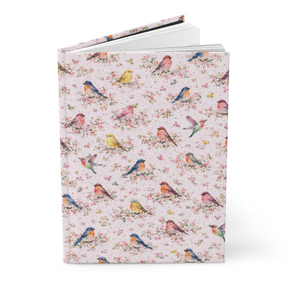 Bird Pattern Hardcover Journal — Floral Watercolor Birds Notebook for Sketching, Notes & Gifts
