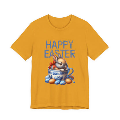 Happy Easter Bunny Tee — Cute Vintage Bunny in Teacup Easter T-Shirt