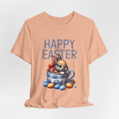 Happy Easter Bunny Tee — Cute Vintage Bunny in Teacup Easter T-Shirt