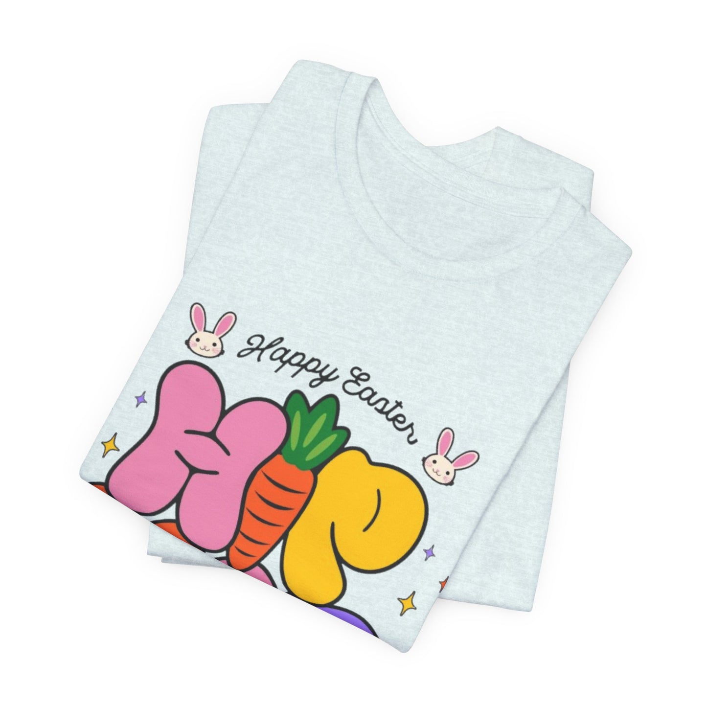 Happy Easter Hip Hop Tee — Colorful Bunny, Carrot & Egg Graphic T-Shirt