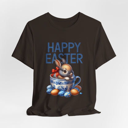 Happy Easter Bunny Tee — Cute Vintage Bunny in Teacup Easter T-Shirt